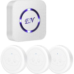 EverNary Dog Door Bell Wireless Doggie Doorbells for Potty Training with Waterproof Touch Button Dog Bells Included 1 Receiver and 3 Transmitters (White)