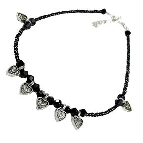 Black Bead Crystal Charm Anklet Bracelet Handmade Simple Summer Beach Waterproof Handmade Ankle Foot Chain Bracelets Handmade for Women Minimalist Jewelry Adjustable (Butterfly Charm)