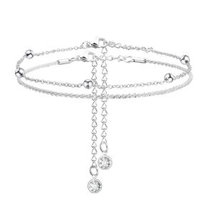 Silver Ankle Bracelets for Women Dainty Beaded Anklets for Women Waterproof Beach Anklets for Women Large Ankle Layer Ankle Bracelets