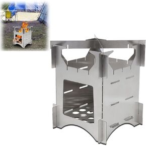 Portable Stainless Steel Folding Wood Burning Stove Mini Cooker for Outdoor Camping Travel Hiking Picnic