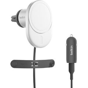 Belkin Wireless Car Charger 15W - MagSafe-Compatible Magnetic iPhone Charger - Qi2-Certified Wireless Charger, Magnetic Car Vent Phone Mount for iPhone 16, iPhone 15, iPhone 14, 13, & 12 Series - Grey