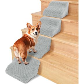HOMBYS 1 Pack Dog Ramp for Stairs,Dog Stairs for Small Dog,2-Step Grey Modular Pet Stairs for Any Staircase,Pet Ramps for Injured Dogs and Older Cats,Dog Steps for Small Dogs with Anti-Slip Strip