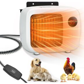 Rypet Large Dog House Heater with Thermostat, 300W/600W Safe Heater for Dog House Outdoor with 6 Ft Anti Chew Cord, Wall Mounted Dog Kennel Heater Electric Warmer for Most Dog House
