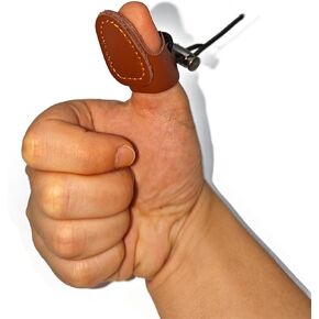 Soft Leather Thumb Ring Archery Finger Protector Brown