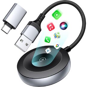 Jelanry CarPlay Wireless Adapter for iPhone 16 Pro Max 15 Plus 2024, Plug & Play Stable Fast Connection Dongle USB/USB C Wired to Wireless CarPlay Bluetooth Adaptor for Apple iOS 10+, Cars from 2015+