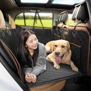Dog Car Seat Cover with Sturdy Hard Bottom - 400lb Capacity, Waterproof Pet Hammock Bed, Durable Back Seat Extender for Dogs, Vehicle Protection for Cars, SUVs, Trucks