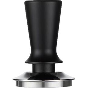 Premium Coffee Tamper for Espresso Machine - 100% Flat Stainless Steel Ground Tamper with Ergonomic Handle for Perfect coffee press Tamping, Black