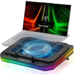 Cooling Pad for Razer Blade 18 17 16 15 14 Pro 17 Gaming Laptop, Laptop Cooler with Ultra Powerful Booster Turbo Cooling Fan Can Fast Cooling, 6 RGB Light Mode,Adjustable Speed, Touch Control