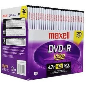 Maxell 8X 4.7GB 120-Minute DVD+R Media 30-Pack w/DVD Cases