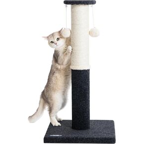 34-Inch Tall Cat Scratching Post for Indoor Cats, Large Carpet Scratch Post, Sisal Cat Scratcher, Sturdy and Durable Cat Post with Hanging Ball
