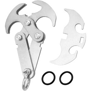 Stainless Steel Large Grappling Hook,Heavy-Duty Outdoor Carabiner Multi-Functional Grappling Hook Tool Rust-Resistant High-Strength Hook for Climbing,Hiking,Camping,and Mountaineering