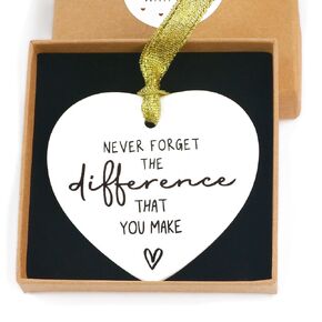 Teacher Employee Appreciation Gifts for Coworkers, Thank You Gifts Never Forget The Different You Make, White Ceramic Heart Ornaments Retirement Farewell Goodbye Gifts