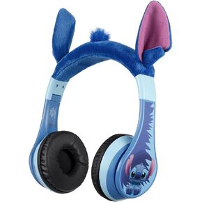 eKids Disney Stitch Bluetooth Headphones, Wireless Headphones with Microphone Includes Aux Cord, Volume Reduced Kids Foldable Headphones for School, Home, or Travel