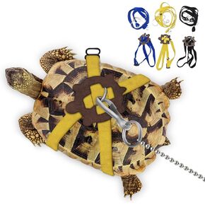 Pet Tortoise Leather Harness & Leash - Small Tortoise Supplies, Adjustable Control (M, Yellow) in Kuwait