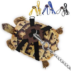 Pet Tortoise Turtle Leather Harness Small Pet Turtle Leash and Harness Pet Tortoise Leash Suitable for Tortoise Supplies Adjustable Control Leash (M,Blue)