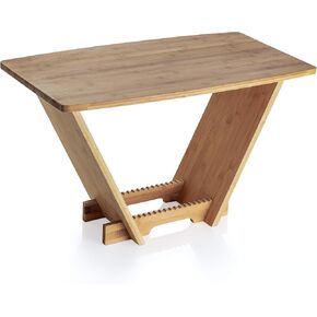 TunePhonik Bamboo LP Record Holder w/Turntable Display Shelf to Stack and Organize 45s/7"and 33s/12" Vinyl Albums