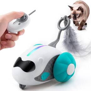 Interactive Cat Toys for Indoor Cats with Upgraded Rechargeable Joystick Remote Control Smart Automatic Moving Cat Toys with 2 Modes Kitten Toys for All Breeds of Bored Cat Exercise-Blue