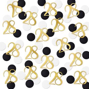 Gold Glitter 28 Confetti, 28th Birthday Number Confetti, 200pcs Anniversary Party Table Decoration Supplies