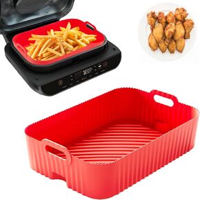 Air Fryer Silicone Liners for Ninja FG551/DG551/IG651 Smart XL Indoor Grill, Rectangular Air Fryer Basket Liner, Reusable Silicone Baking Tray, Ninja Foodi Indoor Grill Accessories, Gray