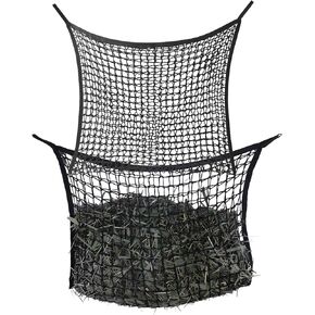2 Pcs Slow Feed Hay Net, Heavy Duty Hay Bags for Horses Goats Cows Donkeys, Hay Nets for Horses Feeding Supplies Healthy Digestion & Reduce Waste (Black, 35" x 31")