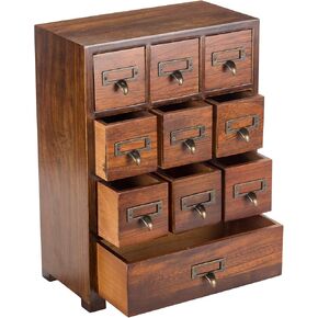 Primo Supply Library Card Catalog Solid Wood Small Curio Cabinet l Retro Storage Organizer Apothecary Drawer Dresser l Thread Coin Trading Card Storage Shelf | Tall - Fully Assembled