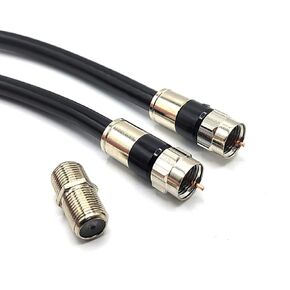 15 FT TechDirect Coaxial Cable Black - High Perfomance and Low Resistance RG6 Coax Cable Cord for TV, Antenna, Internet and Satellite - Low Loss TV Cable Wire with Connectors - Extra-Durable RG6 Cable