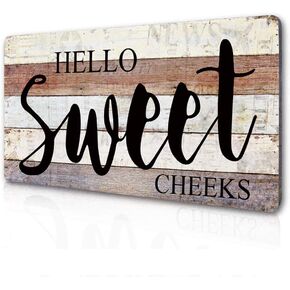 Bathroom Decor Wall Art Funny Bathroom Decor Signs-Hello Sweet Cheeks-Wood Plaque Sign Home Decor 16" by 8"
