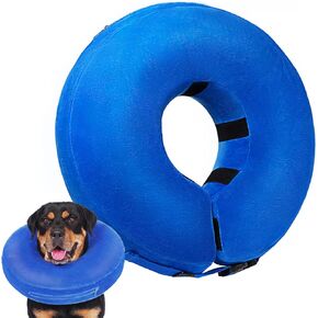 Crazy Felix Dog Cone Collar, Inflatable Dog Cone to Stop Licking, Soft Cone for Dogs After Surgery for Small Medium Large Dogs, Donut Cone for Dogs Alternative Without Vision Block(Grey, L)