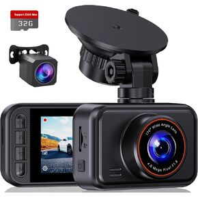 Dash Cam Front and Rear, 2.5K Dual Dash Camera for Cars, 2560P Mini Car Camera, 2 inch IPS Screen, 32GB Card Included, WDR Night Vision, 24 Hours Parking Monitor, G-Sensor, Support 256 GB Max