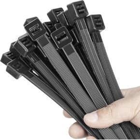 18 inch Black Long Zip Ties Heavy Duty (100 Pack), 2024 New Patented Design, 300 LBS Ultra Strong Tensile Strength, Self-Locking Nylon PA66 UV Resistant Cable Ties for Indoor and Outdoor Use