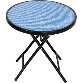 Abba Patio Outdoor Side Table, Round Folding Table with Tempered Glass Tabletop, Portable Bistro Coffee Table for Yard Balcony Garden Poolside Sunroom,Frosted Glass