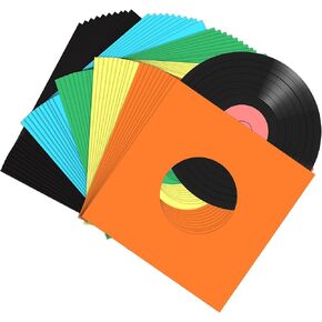 Eaasty 100 Pieces Paper Vinyl 45 RPM Record Sleeves 7 Inch Record Protection Paper Covers for Singles Square Sleeves Outer Album Covers Vinyl Jacket Covers with Holes for Storage(Colorful) in Saudi Arabia