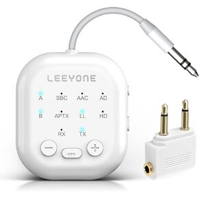 Bluetooth 5.4 Wireless Audio Transmitter Receiver for AirPods, Headphones, TVs and Gym Equipment, Dual Link Connect Two Wireless Headphones Low Latency Adapter for Airplane Travel, Home Stereo and Car