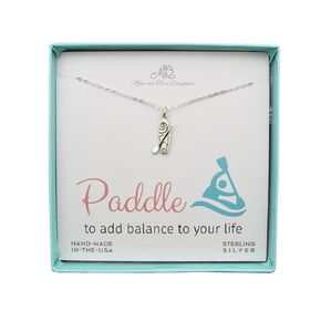 Standup Paddle Board Charm Pendant in Sterling Silver on an 18 Inch Sterling Silver Cable Chain. Paddle Board Necklace. Paddle Board Jewelry