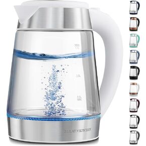 Fast-Boiling Electric Kettle - 1.7L Hot Water Kettle 1500W With Auto Shut-Off - Borosilicate Glass & Stainless Steel Electric Tea Kettle - Boil-Dry Protection, Cool-Touch Handle, 360° Base - Black