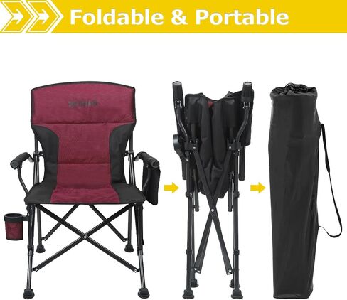 XGEAR Heated Camping Chair for Adults, 3 Heat Levels, Heated Back and Seat, Fully Padded Heated Camp Chair for Outdoor, Battery Not Included(Black/Silver) in Saudi Arabia