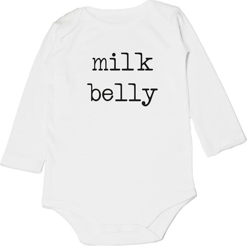 Milk Belly Vintage Bodysuit Breastfeed Boho Colorful Funny Newborn Support Your Local Dairy Farmer Romper (0-6 Months, Letter-Long Sleeve Bodysuit) in Saudi Arabia