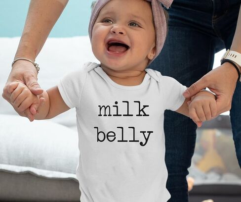Milk Belly Vintage Bodysuit Breastfeed Boho Colorful Funny Newborn Support Your Local Dairy Farmer Romper (0-6 Months, Letter-Long Sleeve Bodysuit) in Saudi Arabia