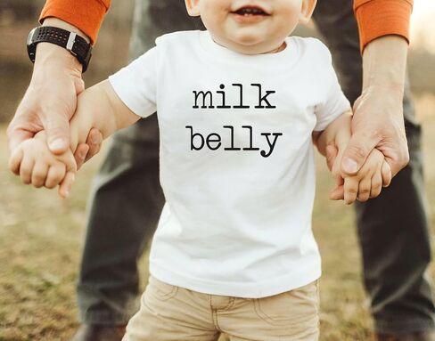 Milk Belly Vintage Bodysuit Breastfeed Boho Colorful Funny Newborn Support Your Local Dairy Farmer Romper (0-6 Months, Letter-Long Sleeve Bodysuit) in Saudi Arabia