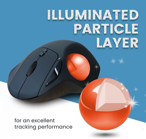 ماوس كرة التتبع اللاسلكي Perixx PERIMICE-717OGB، كرة تتبع لامعة مدمجة مقاس 1.34 بوصة مع ميزة الإشارة - 5 أزرار قابلة للبرمجة - جسم أسود - كرة برتقالية in Kuwait