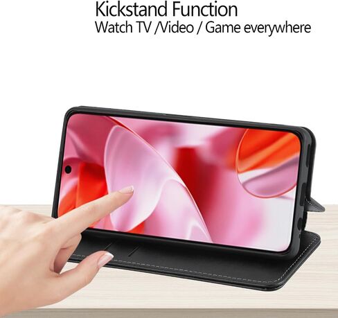 for Google Pixel 9/9 Pro Leather Case Stand Fuction Wallet Bag with Card Slots Protective （with Hand Strap and Tempered Screen Protector Black in Saudi Arabia