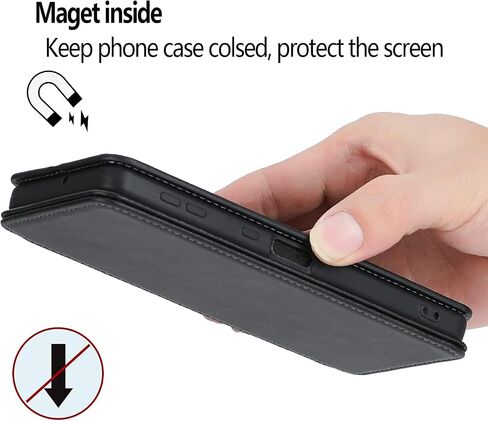 for Google Pixel 9/9 Pro Leather Case Stand Fuction Wallet Bag with Card Slots Protective （with Hand Strap and Tempered Screen Protector Black in Saudi Arabia
