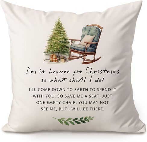 Christmas in Heaven Pillow Covers, Memorial Gift, Holiday Remembrance Pillow, Christmas Pillow, Remembrance Chair, Christmas in Heaven Grief Memorial Pillow Case No Insert (16x16inches) in Saudi Arabia