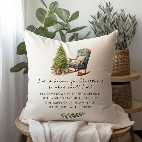 Christmas in Heaven Pillow Covers, Memorial Gift, Holiday Remembrance Pillow, Christmas Pillow, Remembrance Chair, Christmas in Heaven Grief Memorial Pillow Case No Insert (16x16inches) in Saudi Arabia