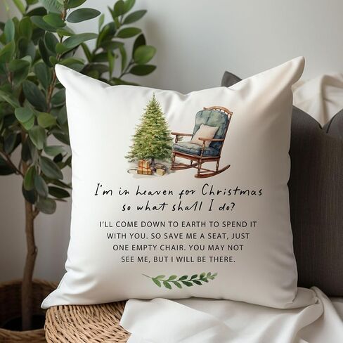 Christmas in Heaven Pillow Covers, Memorial Gift, Holiday Remembrance Pillow, Christmas Pillow, Remembrance Chair, Christmas in Heaven Grief Memorial Pillow Case No Insert (16x16inches) in Saudi Arabia