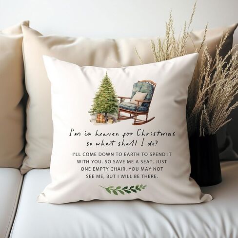 Christmas in Heaven Pillow Covers, Memorial Gift, Holiday Remembrance Pillow, Christmas Pillow, Remembrance Chair, Christmas in Heaven Grief Memorial Pillow Case No Insert (16x16inches) in Saudi Arabia