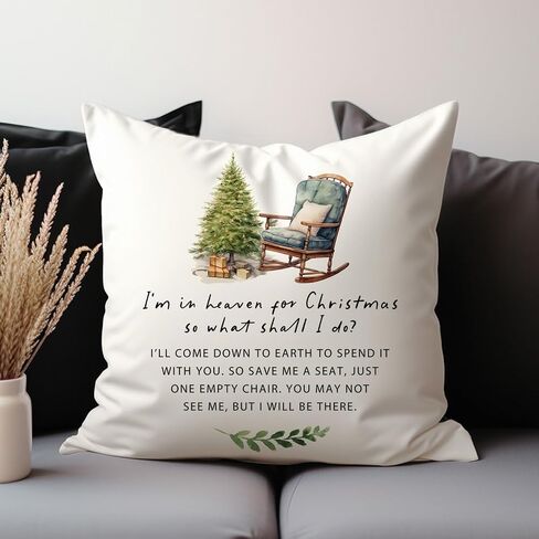 Christmas in Heaven Pillow Covers, Memorial Gift, Holiday Remembrance Pillow, Christmas Pillow, Remembrance Chair, Christmas in Heaven Grief Memorial Pillow Case No Insert (16x16inches) in Saudi Arabia