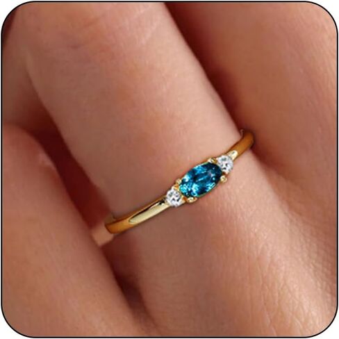 Gold Birthstone Rings for Women Mother Dainty Stackable Gold Rings Non Tarnish Thumb 14k Gold Plated CZ Emerald Green Gemstone Ring Jewelry Birthday Gift for Mom Daughter Band Size 6-11 in Saudi Arabia