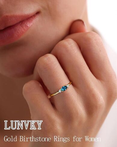 Gold Birthstone Rings for Women Mother Dainty Stackable Gold Rings Non Tarnish Thumb 14k Gold Plated CZ Emerald Green Gemstone Ring Jewelry Birthday Gift for Mom Daughter Band Size 6-11 in Saudi Arabia