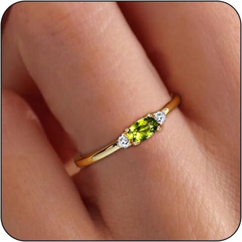 Gold Birthstone Rings for Women Mother Dainty Stackable Gold Rings Non Tarnish Thumb 14k Gold Plated CZ Emerald Green Gemstone Ring Jewelry Birthday Gift for Mom Daughter Band Size 6-11 in Saudi Arabia